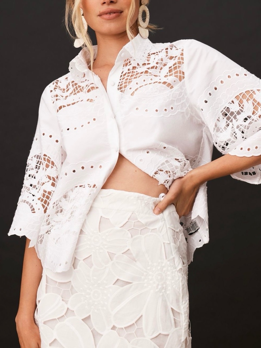 Ranna Gill Cutwork Buttondown Blouse